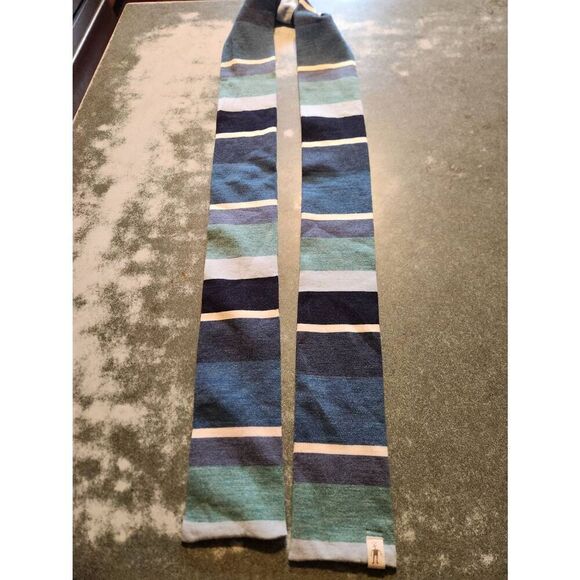 SMARTWOOL THIN STRIPE SCARF BLUE GREEN MERINO WOOL BLEND - Picture 1 of 3